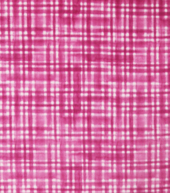 Pink Brush Stroke Plaid Anti Pill Fleece Fabric