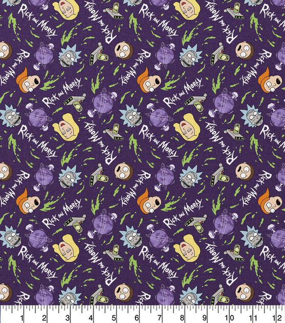 Rick & Morty Action Cotton Fabric