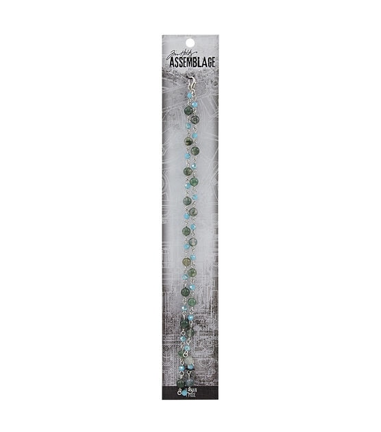 Tim Holtz Assemblage 18" Silver Chain Arctic Blue Beads