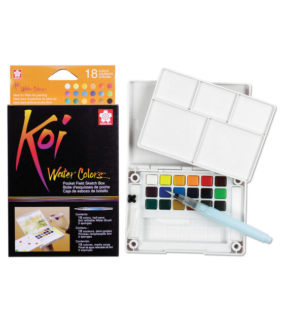 Sakura Koi Water Colors Pocket Field Sketch Box with Brush 18 Colors, , hi-res, image 3