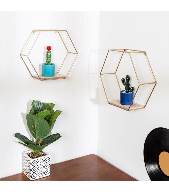 Honey Can Do Set of Hexagonal Wall Shelfs, , hi-res, image 2