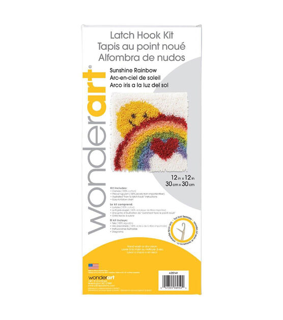 Wonderart Latch Hook Kit 12"X12" Sunshine Rainbow
