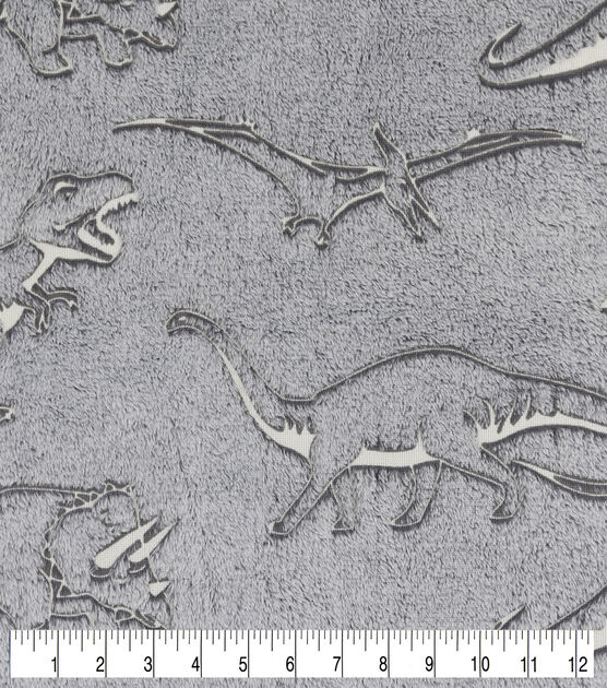 Gray Dino Glow Sew Lush Fleece Fabric, , hi-res, image 2