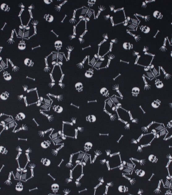 Blizzard Fleece Happy Haunting Skeleton Fabric