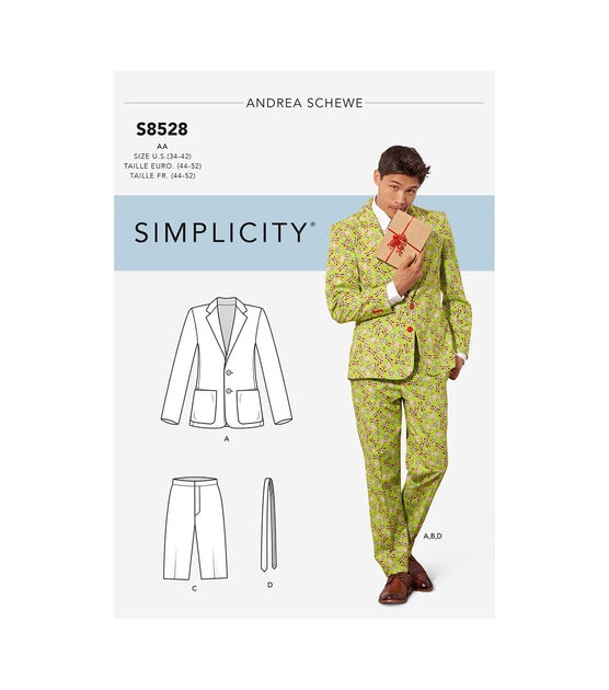 Simplicity Pattern S8528  Mens Costume Suit Size AA (34-36-38-40-42)