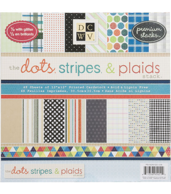 Park Lane 12"x12" Premium Cardstock Stack Dots, Stripes&Plaids
