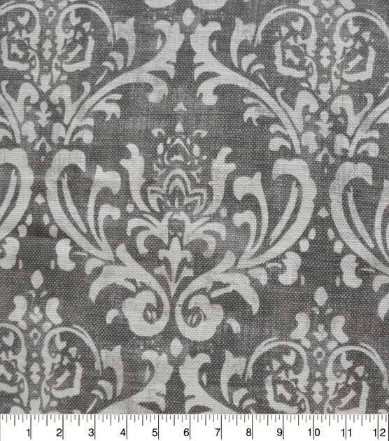 Damask Grey Cotton Linen Blend Fabric, , hi-res, image 3