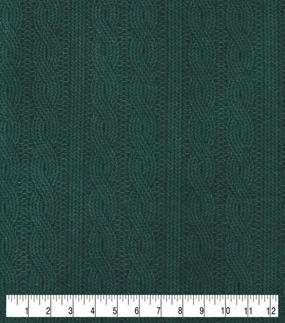 Green Knit Stitch Pattern Super Snuggle Christmas Flannel Fabric, , hi-res, image 3