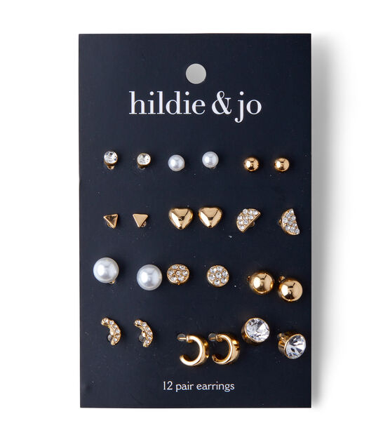 12ct Gold Metal Stud Earrings by hildie & jo
