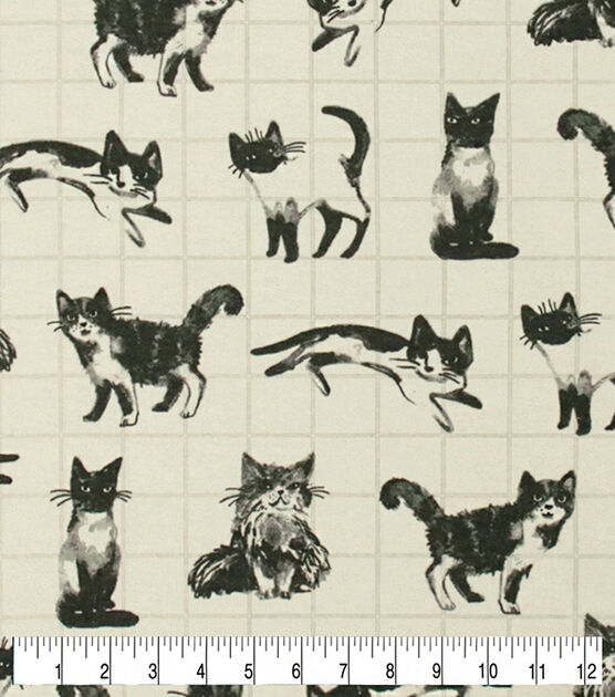 Cats on Grid Super Snuggle Flannel Fabric, , hi-res, image 3