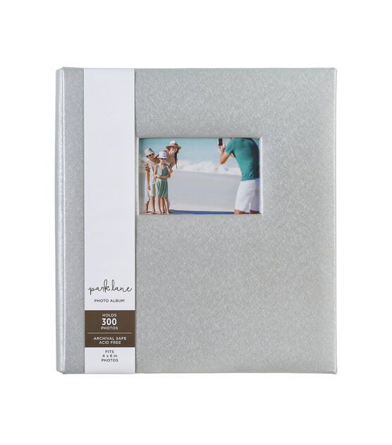 14" x 12.5" Silver Leather Textured Photo Album by Park Lane