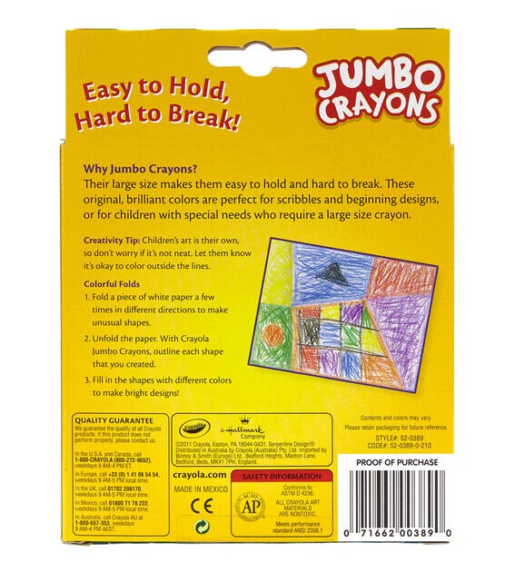 Jumbo Crayons, 8ct. by Creatology™