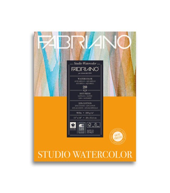 Fabriano 20 Sheet Studio Hot Press Watercolor Pad 11" x 14"