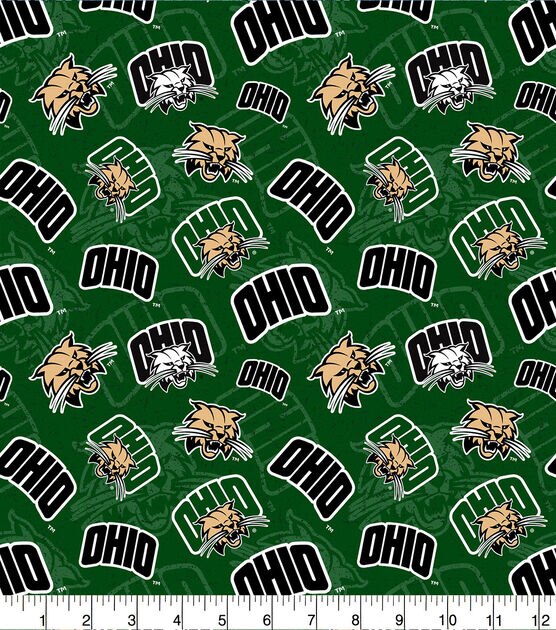 Ohio University Bobcats Cotton Fabric Tone on Tone