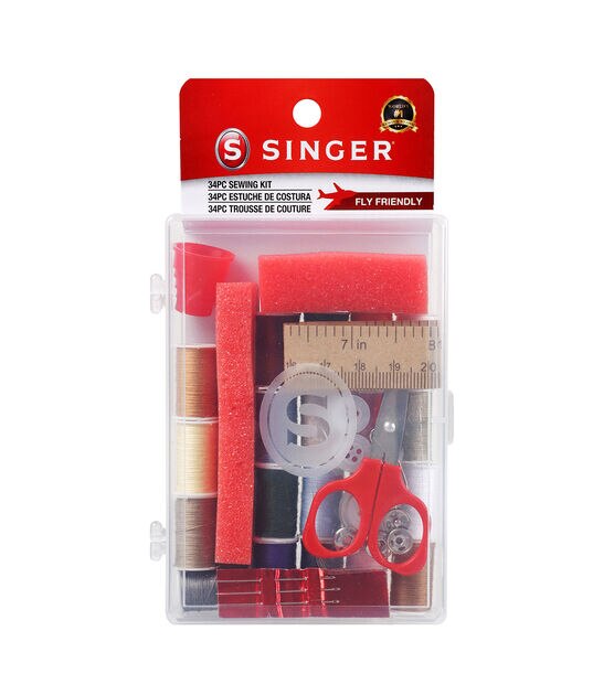 SINGER Fly Friendly Travel Sewing Kit with Storage Case, 34 pcs