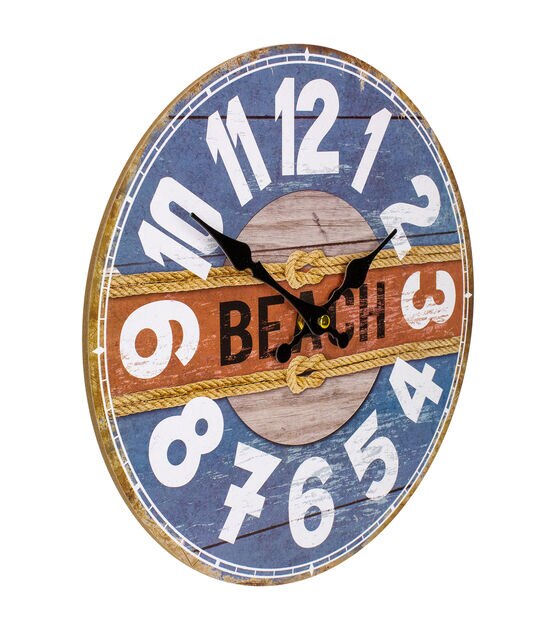 Northlight 12" Battery Operated "Beach" Round Wall Clock, , hi-res, image 2