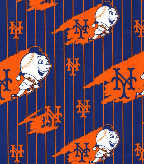 Fabric Traditions New York Mets Cotton Fabric Orange & Navy Cooperstown