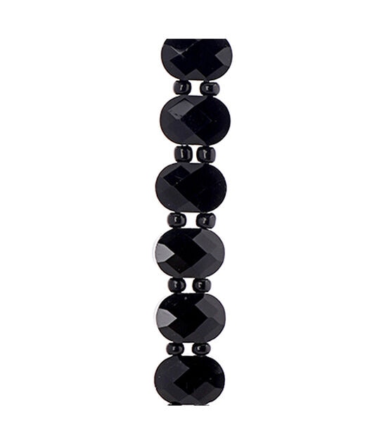 7" Black Faceted Slider Glass Bead Strand by hildie & jo, , hi-res, image 2