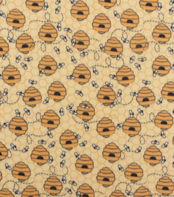 Bees And Honeycombs Blizzard Fleece Fabric, , hi-res, image 2