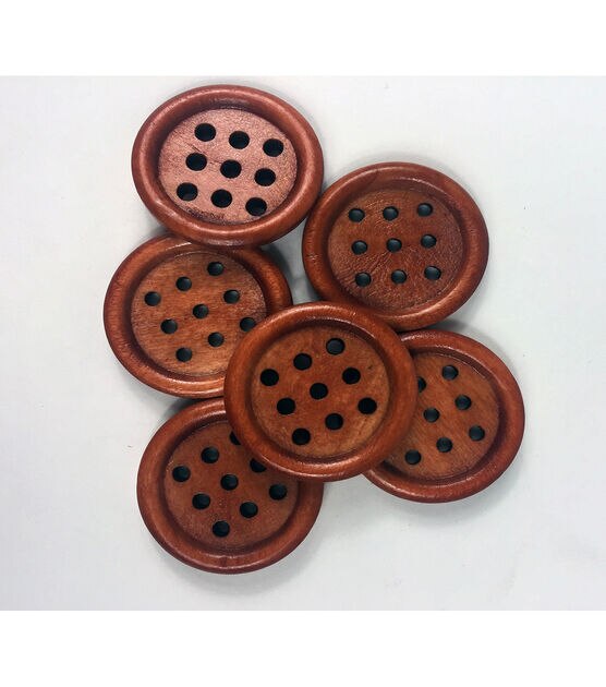 Organic Elements 1 1/4" Dark Brown Wood Multi Hole Buttons 6pk