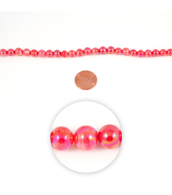 7" Coral Aurora Borealis Round Shell Strung Beads by hildie & jo