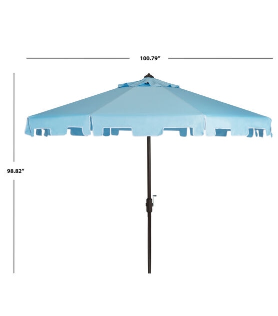 Safavieh 9' Zimmerman French Blue Crank Push Button Tilt Patio Umbrella, , hi-res, image 4
