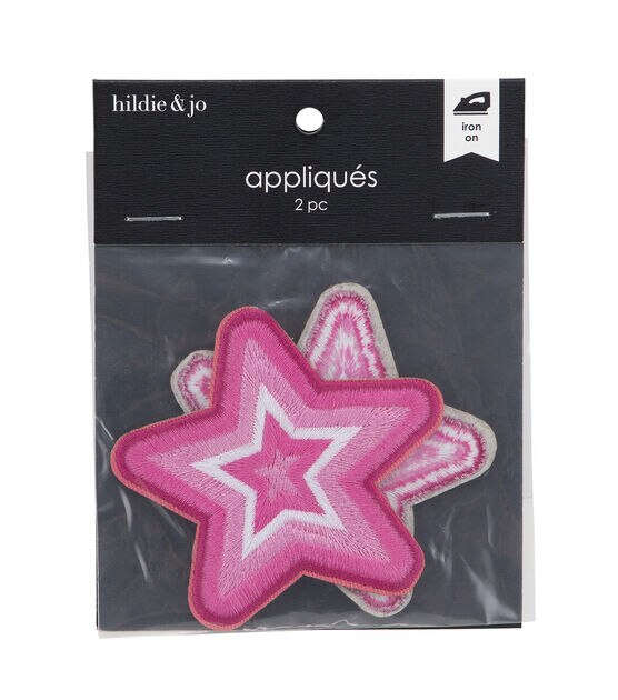 3" x 3" Pink Star Iron On Patches 2ct by hildie & jo