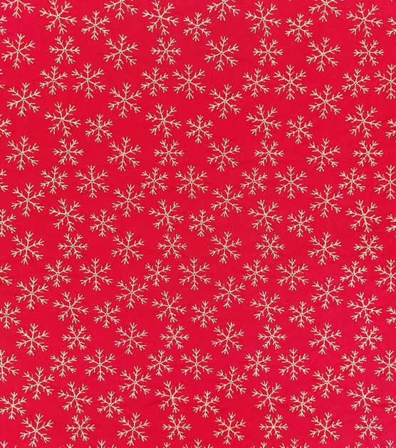 Embroidery Snowflakes on Red Christmas Cotton Fabric