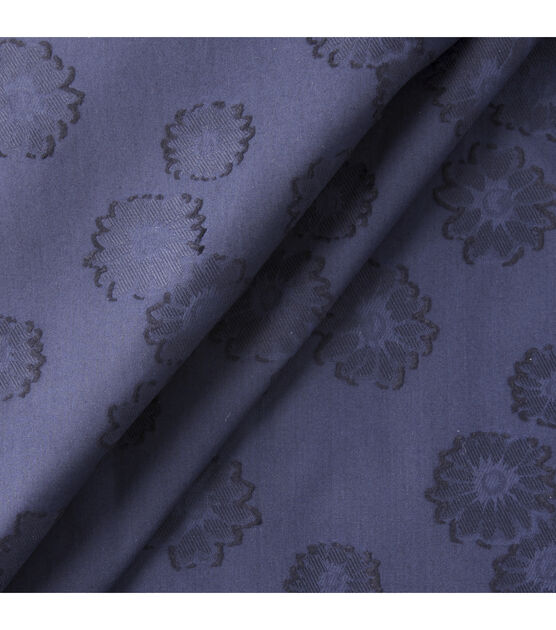 Designer Navy Floral Cotton Jacquard Specialty Apparel Fabric, , hi-res, image 2