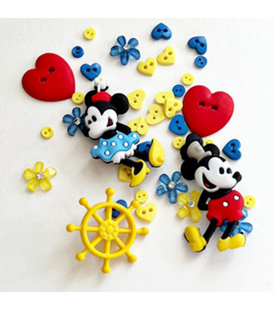 Dress It Up 5ct Disney Steamboat Willie & Mickey Mouse Novelty Buttons, , hi-res, image 2