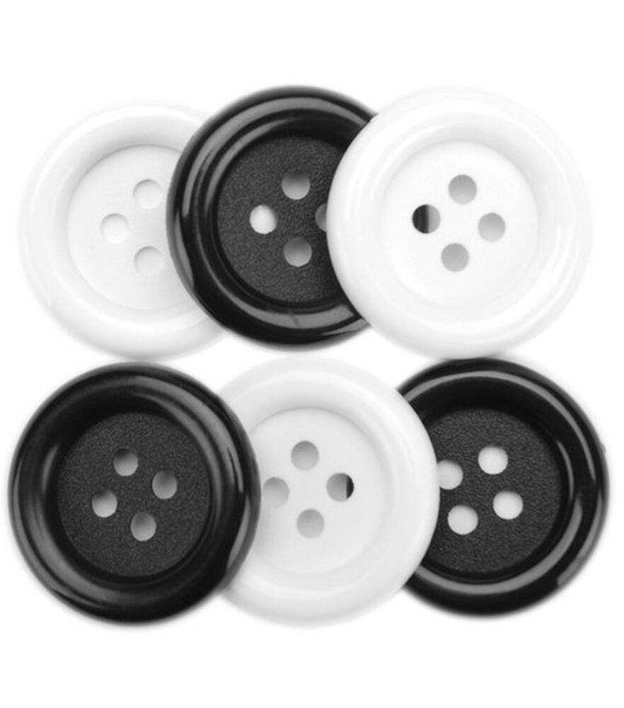 Favorite Findings 1 1/4" Round 4 Hole Buttons 6ct, Big Black & White, swatch