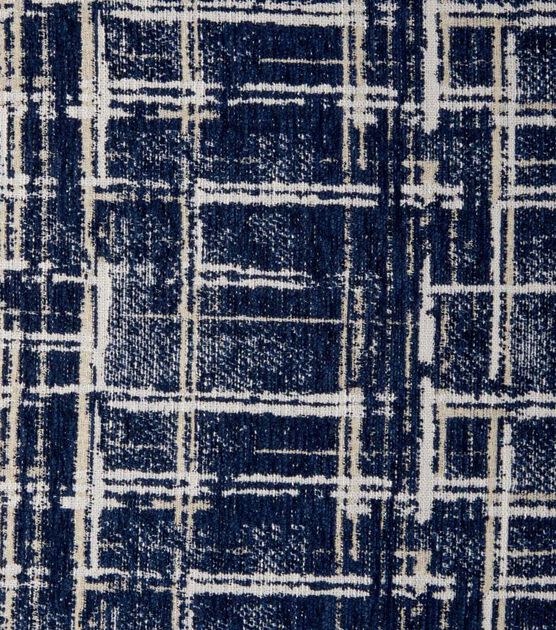 Thomasville Blue Plaid Textured Yarn Dyed Chenille Fabric