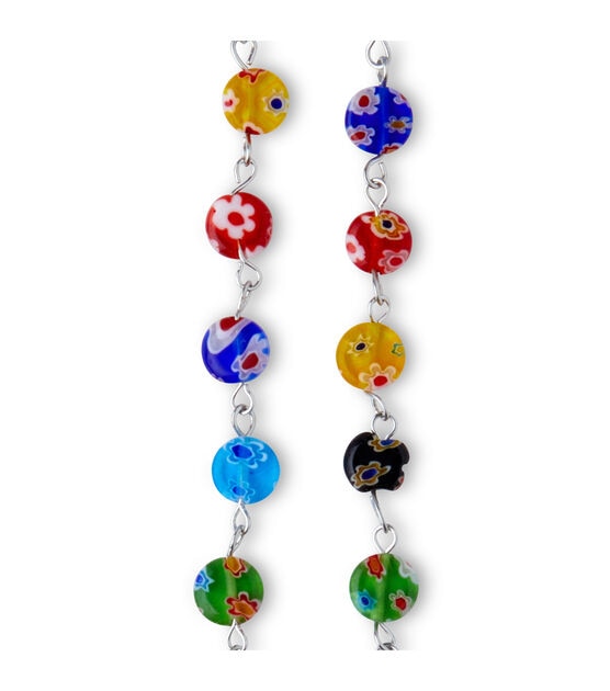 Multicolor Glass Beads With Metal Chain by hildie & jo, , hi-res, image 3