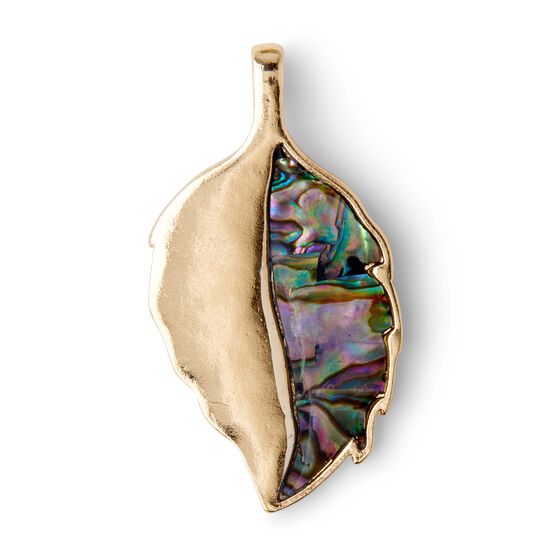 1" x 2" Natural Abalone Shell Leaf Pendant by hildie & jo, , hi-res, image 2