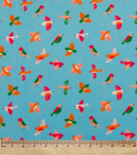 POP! Flying Birds On Blue Novelty Cotton Fabric, , hi-res, image 2