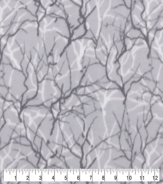 Branches on Gray Anti Pill Fleece Fabric, , hi-res, image 2