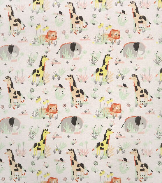 Jungle Animals in Grass Super Snuggle Flannel Fabric