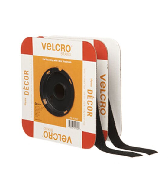 VELCRO Brand Home Decor Hook & Loop Tape Flange 1"  Black