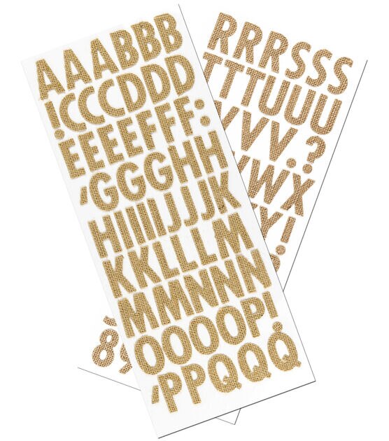 Sticko Futura Regular Dimensional Burlap Alphabets Stickers