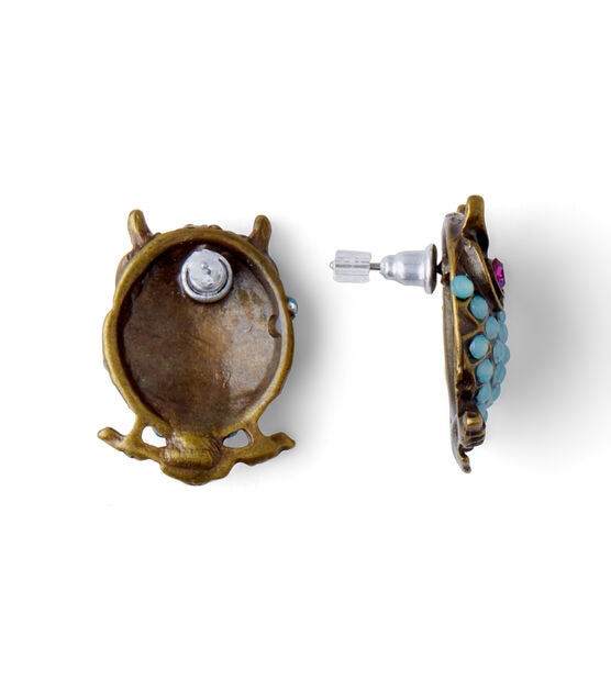 Multicolor Owl Stone Earrings by hildie & jo, , hi-res, image 3