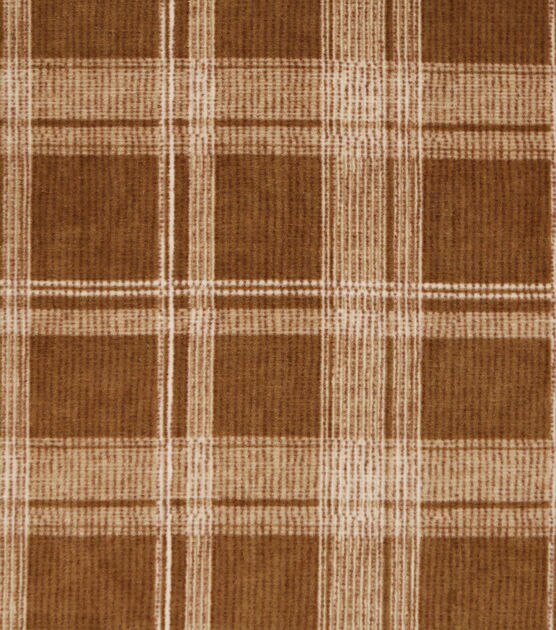 Brown Plaid Luxe Fleece Fabric