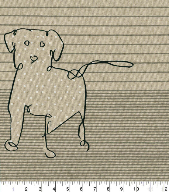 ED Ellen DeGeneres Upholstery Fabric 27'' Shale Doodle Dog