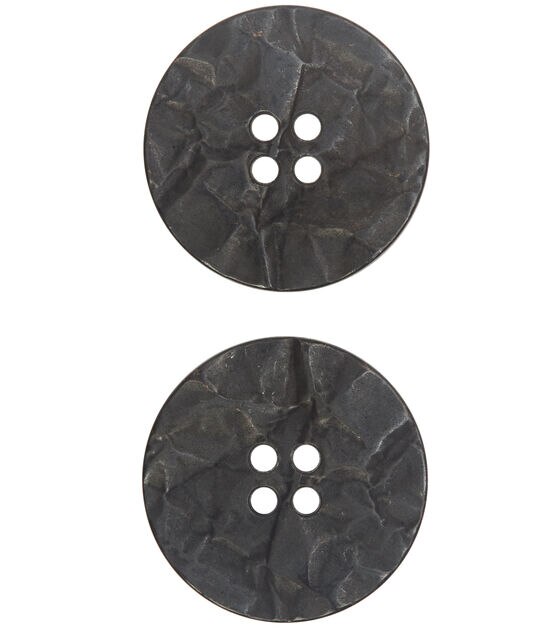 La Mode 7/8" Black Textured Metal 4 Hole Buttons 2pk, , hi-res, image 3
