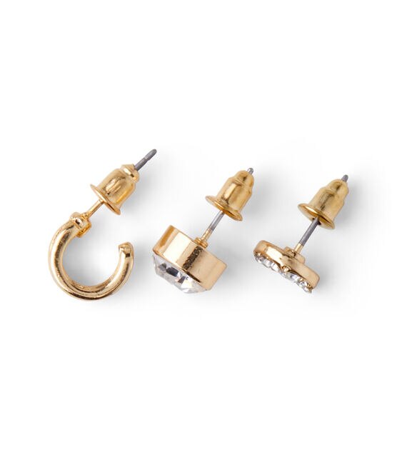 12ct Gold Metal Stud Earrings by hildie & jo, , hi-res, image 3