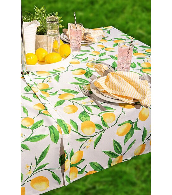 Design Imports Lemon Bliss Outdoor Tablecloth with Zipper 84", , hi-res, image 5