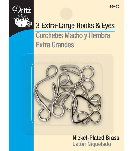 Dritz Extra-Large Hooks & Eyes, 3 Sets, Nickel