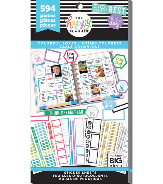 594pc Colorful Boxes Happy Planner Sticker Pack