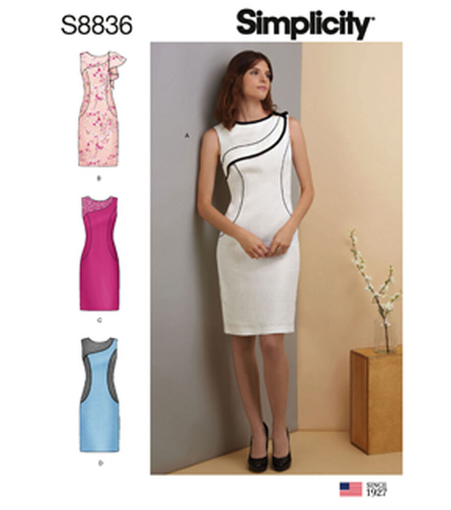 Simplicity S8836 Size 6 to 22 Misses Dress Sewing Pattern, H5 (6-8-10-12-14), swatch