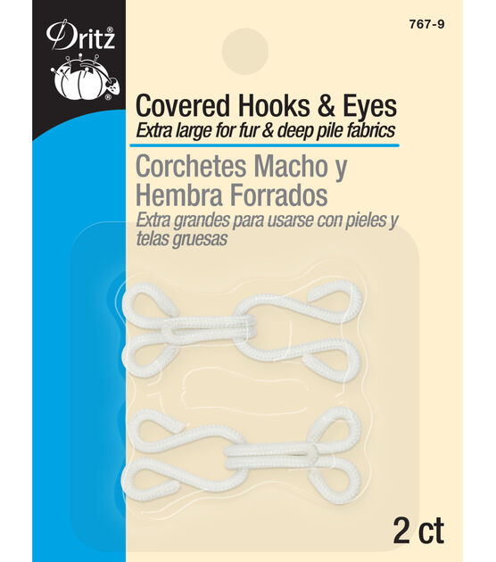 Dritz Covered Hooks & Eyes, 2 pc, White