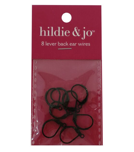 16mm Black Metal Lever Back Plain Ear Wires 8pk by hildie & jo